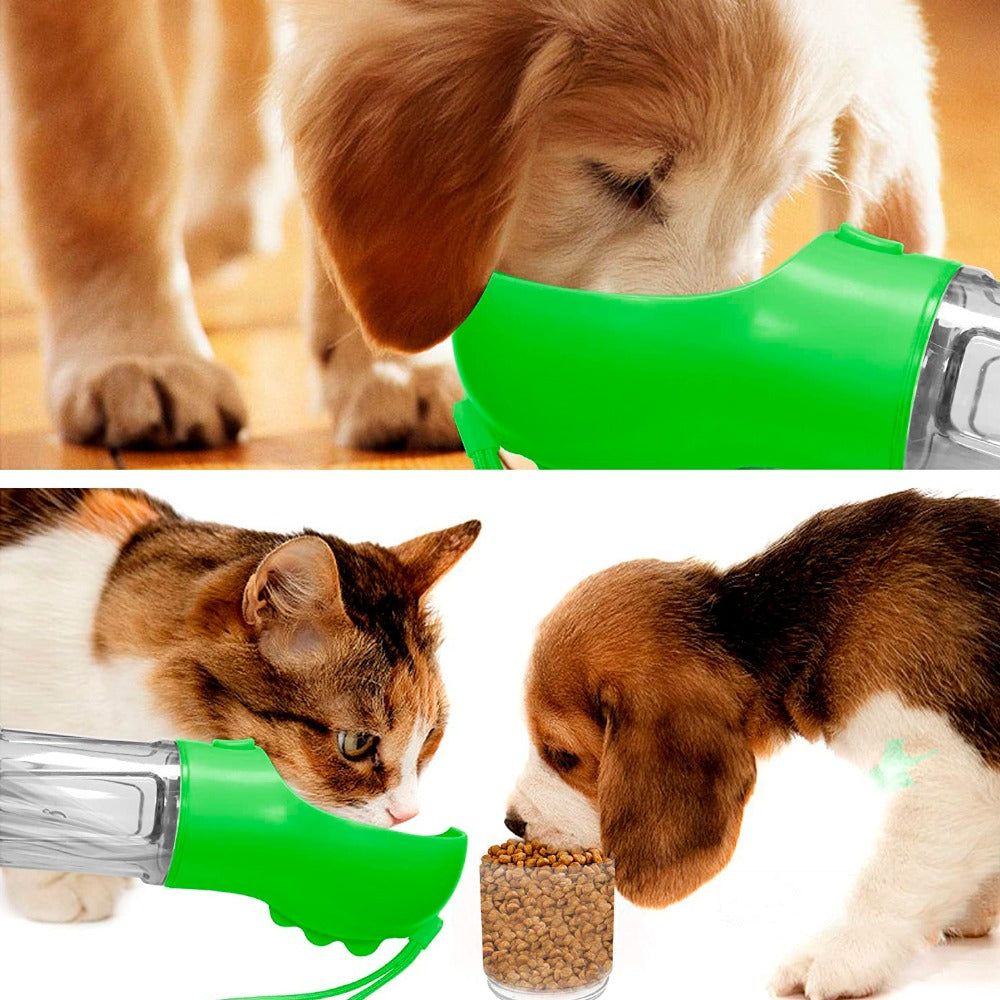 BOTELLA PORTÁTIL 4 EN 1 MULTIFUNCIONAL PARA MASCOTAS 🐾🐶🐱